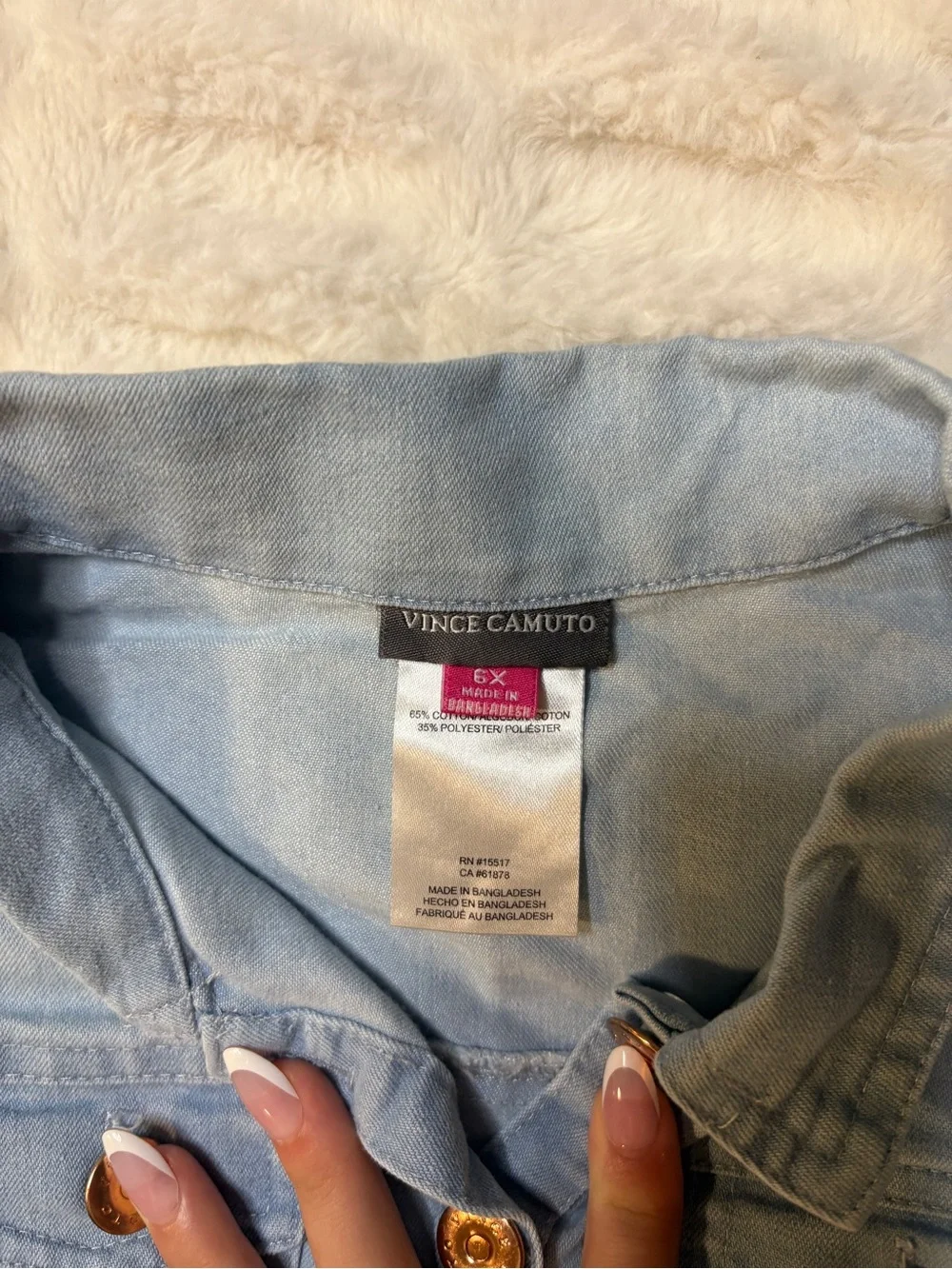 Vince Camuto Light Blue Denim Button-Front Kids Dress